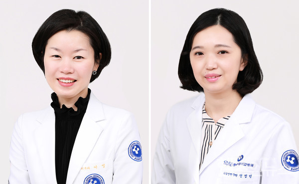 (왼쪽부터)  충남대학교병원 피부과 이영 교수, 신정민 박사